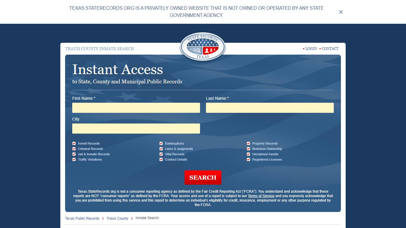Travis County, Texas Inmate Search | StateRecords.org